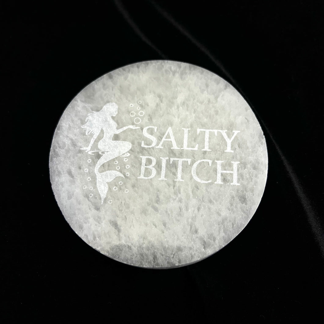 Salty Bitch | Selenite Round Crystal Charging Plate | 10 cm