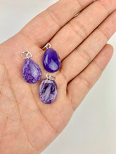 Load image into Gallery viewer, Charoite Oval Pendants with Silver Bail