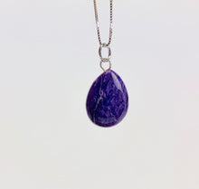 Load image into Gallery viewer, Charoite Oval Pendants with Silver Bail