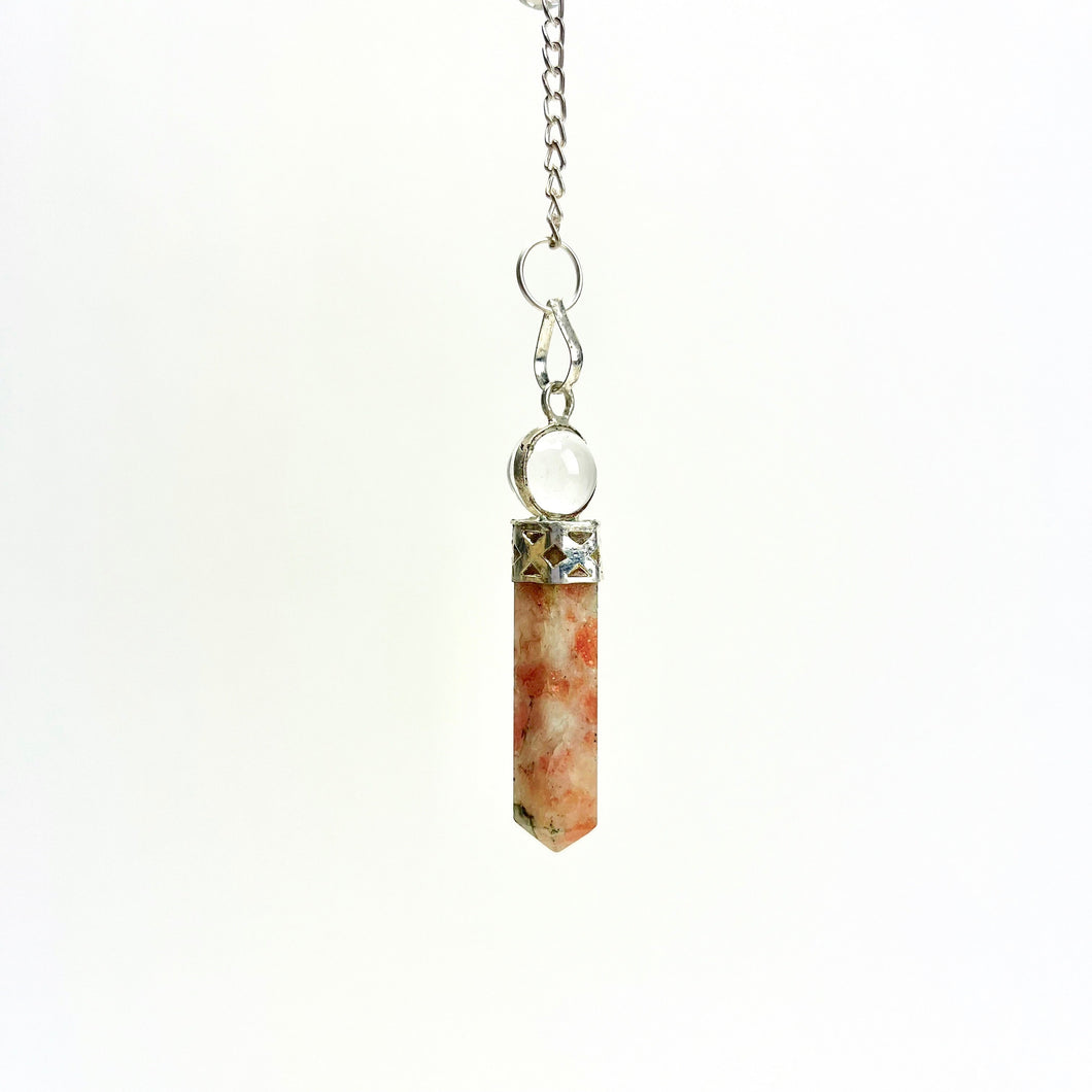 Pencil Faceted Point Pendulum w/ crystal ball | India | Choose stone