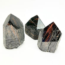 Load image into Gallery viewer, Black Tourmaline w/ Hematite Waves | Polished Generator Point | Brazil