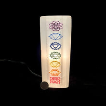 Load image into Gallery viewer, *Selenite Lamp | Chakra Colored | Morocco | Choose a Size!