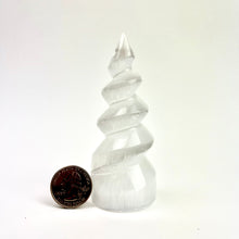 Load image into Gallery viewer, Selenite "Unicorn Horn" Standing Spiral Twist | Morocco