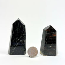 Load image into Gallery viewer, Black Tourmaline w/ Hematite Waves | Polished Point | Brazil