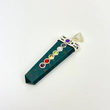 Load image into Gallery viewer, Flat Tapered Gemstone Pendant w/ Chakra Cabochons