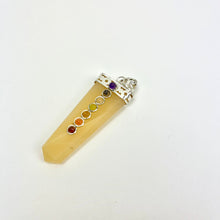 Load image into Gallery viewer, Flat Tapered Gemstone Pendant w/ Chakra Cabochons