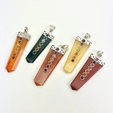 Load image into Gallery viewer, Flat Tapered Gemstone Pendant w/ Chakra Cabochons