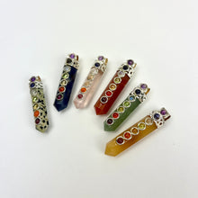 Load image into Gallery viewer, Chakra Pendant | Single Terminated Pencil Point | Silver Alloy | 40mm
