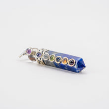 Load image into Gallery viewer, Chakra Pencil Point Pendant w/ Crystal Ball | 4mm Cabochons | Silver Alloy | India