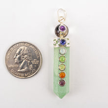 Load image into Gallery viewer, Chakra Pencil Point Pendant w/ Crystal Ball | 4mm Cabochons | Silver Alloy | India