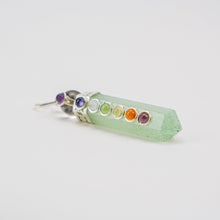 Load image into Gallery viewer, Chakra Pencil Point Pendant w/ Crystal Ball | 4mm Cabochons | Silver Alloy | India