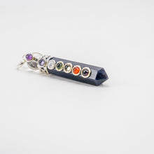 Load image into Gallery viewer, Chakra Pencil Point Pendant w/ Crystal Ball | 4mm Cabochons | Silver Alloy | India