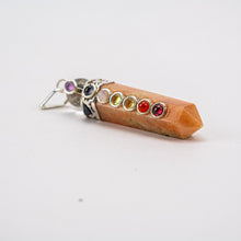 Load image into Gallery viewer, Chakra Pencil Point Pendant w/ Crystal Ball | 4mm Cabochons | Silver Alloy | India
