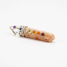 Load image into Gallery viewer, Chakra Pencil Point Pendant w/ Crystal Ball | 4mm Cabochons | Silver Alloy | India