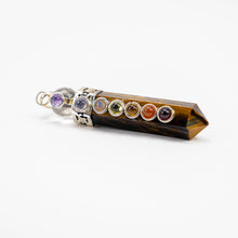 Load image into Gallery viewer, Chakra Pencil Point Pendant w/ Crystal Ball | 4mm Cabochons | Silver Alloy | India