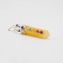 Load image into Gallery viewer, Chakra Pencil Point Pendant w/ Crystal Ball | 4mm Cabochons | Silver Alloy | India