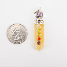 Load image into Gallery viewer, Chakra Pencil Point Pendant w/ Crystal Ball | 4mm Cabochons | Silver Alloy | India