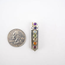 Load image into Gallery viewer, Chakra Pendant | Single Terminated Pencil Point | Silver Alloy | 40mm