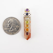 Load image into Gallery viewer, Chakra Pendant | Single Terminated Pencil Point | Silver Alloy | 40mm