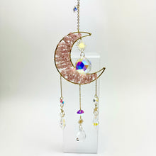 Load image into Gallery viewer, Moon Shaped Crystal Suncatcher | 17&quot;
