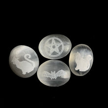 Load image into Gallery viewer, Halloween Selenite Palm Stones  |  Singles  |  (6-7cm)
