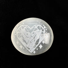 Load image into Gallery viewer, Valentine&#39;s Selenite Palm Stones  |  Singles  |  (6-7cm)
