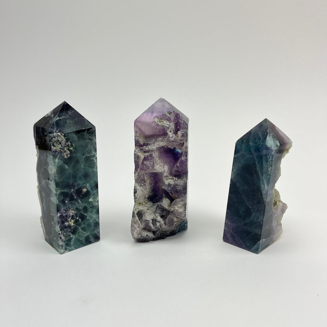 Fluorite | Polished Point w Raw Face | 90-110mm