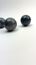 Load and play video in Gallery viewer, Ruby Fuchsite Kyanite | Sphere | 50-60mm | India
