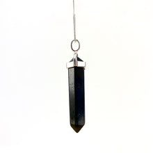Load image into Gallery viewer, Shungite Doubleterm Hexagon Faceted Pendant silver bail 40-45 mm

