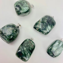 Load image into Gallery viewer, Seraphinite Freeform Tumbled Pendants w/ Silver Bail
