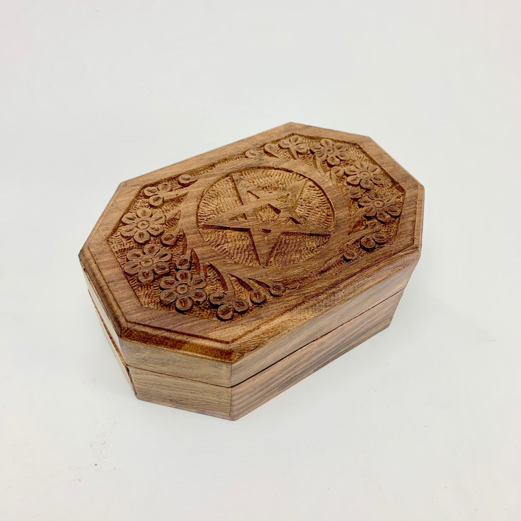 Faceted Pentacle Carved Crystal Box
