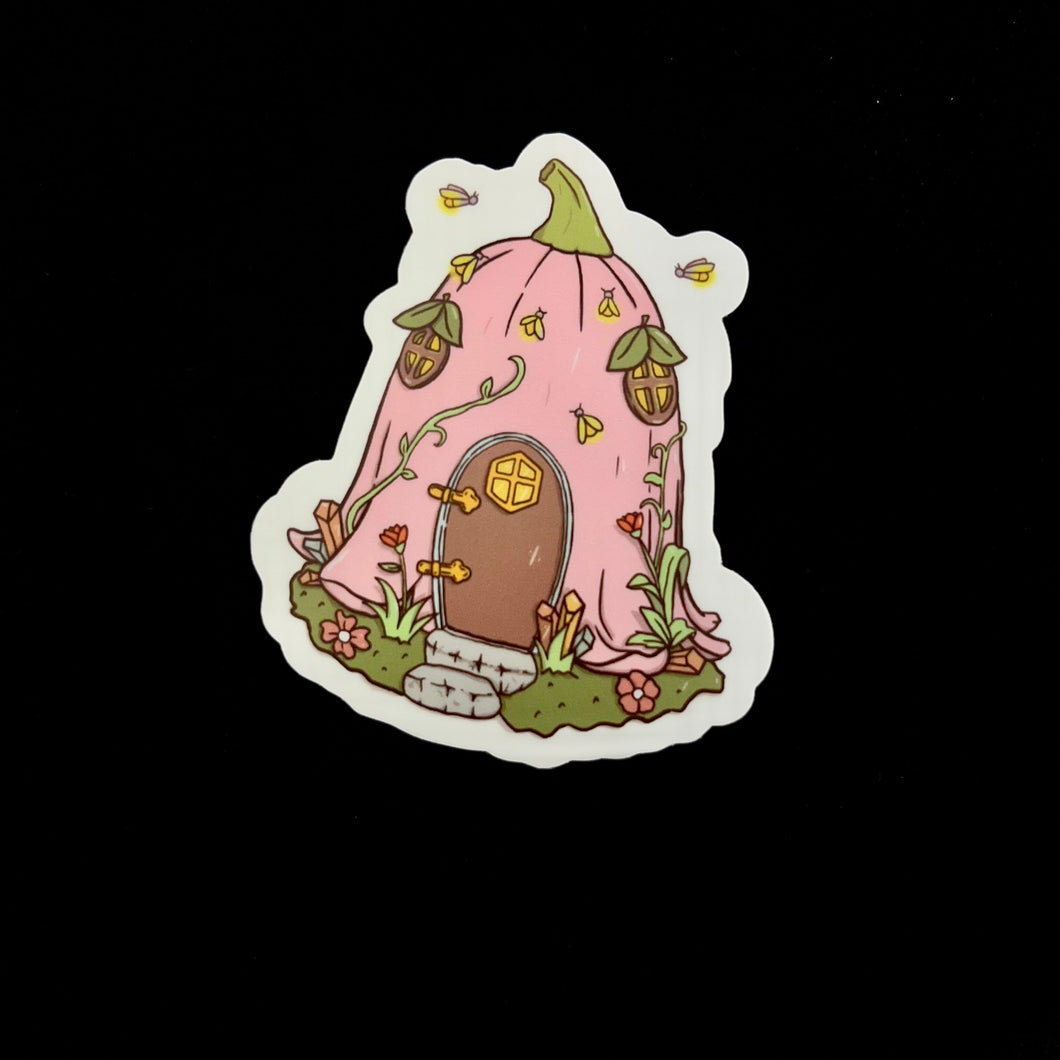 Pink Flower Fairy House | Vinyl Stickers