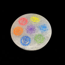 Load image into Gallery viewer, *Selenite Mixed Color Chakra | Round Plate | 10cm | Morocco
