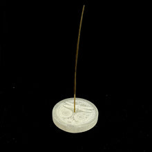 Load image into Gallery viewer, *Selenite Incense Stand | Dragonfly Etched | 10 cm | Morocco
