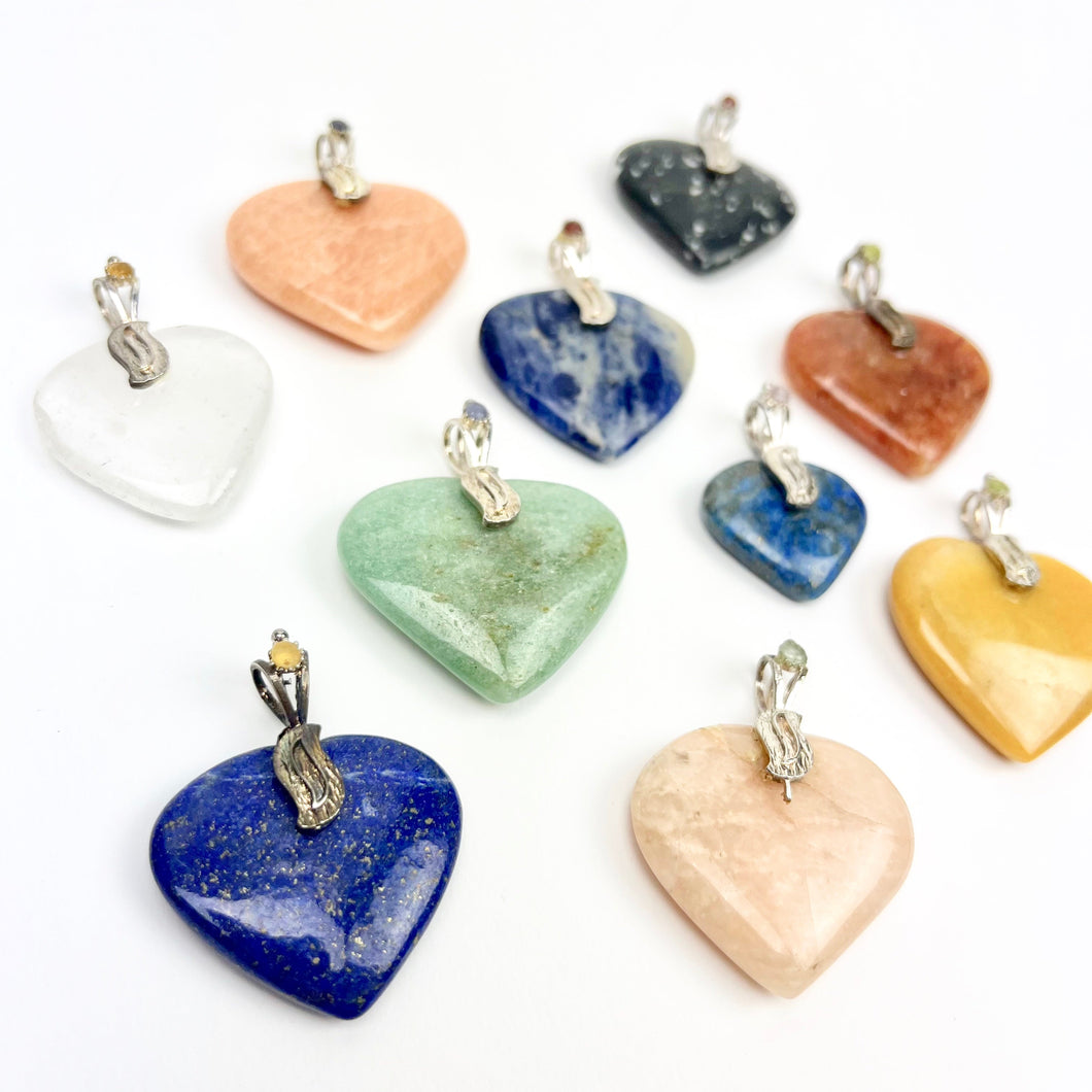 Heart Pendant | Assorted Stones | 25-35mm | 10 Pack
