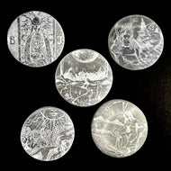 Major Arcana Etched | Selenite Crystal Charging Plate | Choose Size