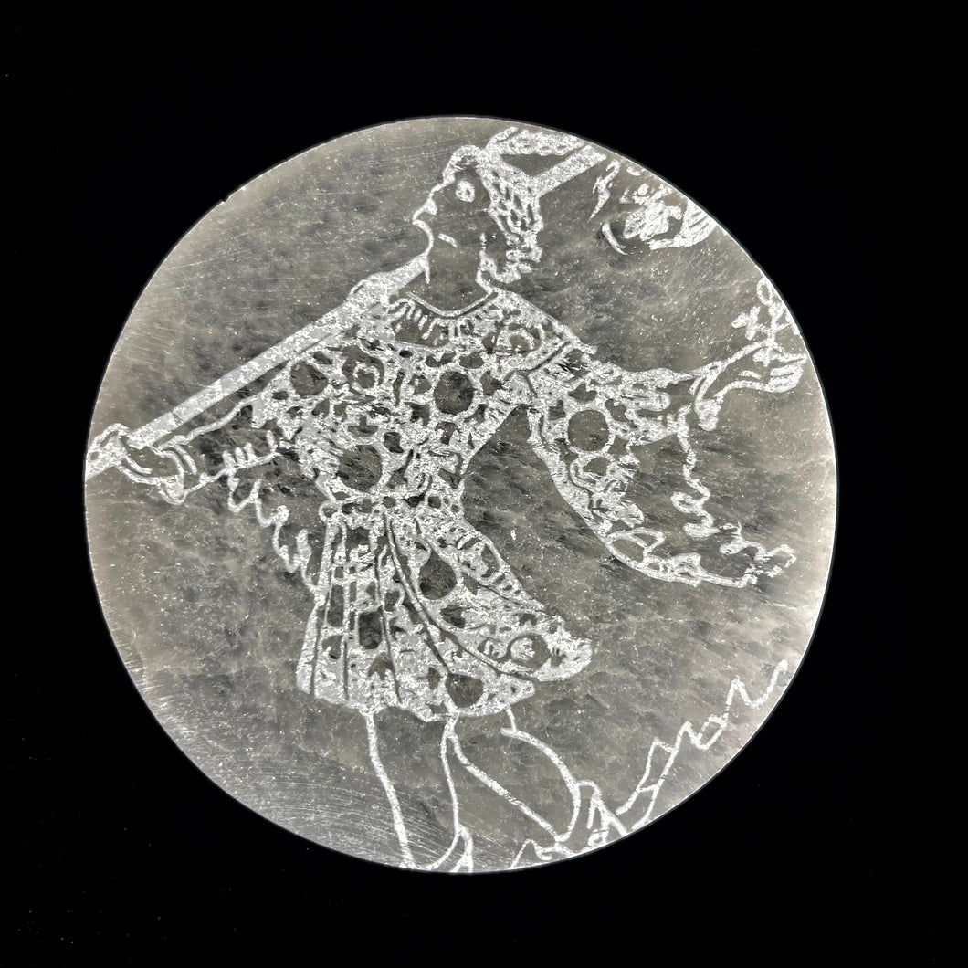 Major Arcana Etched | Selenite Crystal Charging Plate | 9-10 cm