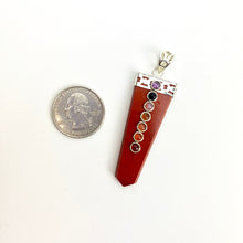 Load image into Gallery viewer, Flat Tapered Gemstone Pendant w/ Chakra Cabochons
