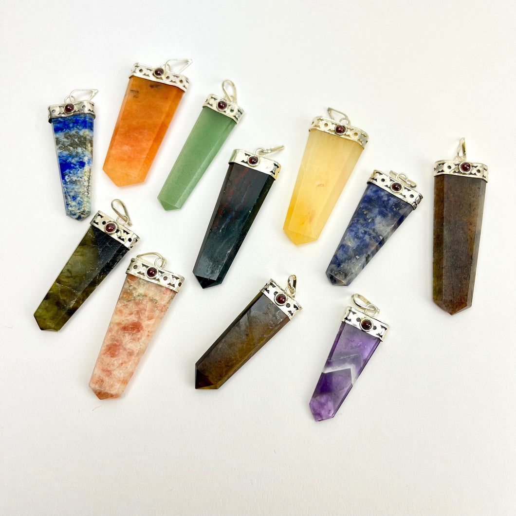 Faceted Crystal Pencil Point Pendants | Choose a Stone!