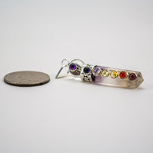 Load image into Gallery viewer, Chakra Pencil Point Pendant w/ Crystal Ball | 4mm Cabochons | Silver Alloy  | India
