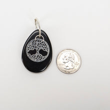 Load image into Gallery viewer, Black Agate Silver Alloy Symbol Pendant
