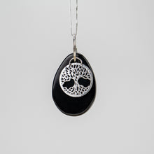 Load image into Gallery viewer, Black Agate Silver Alloy Symbol Pendant
