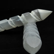 Load image into Gallery viewer, *Selenite Wand Spiral Single &amp; Double terminated | &quot;Wizard&quot; style | 5-6&quot; | Morocco
