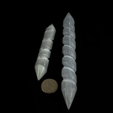 Load image into Gallery viewer, *Selenite Wand Spiral Single &amp; Double terminated | &quot;Wizard&quot; style | 5-6&quot; | Morocco
